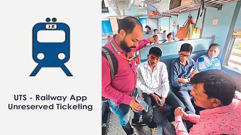 Railway Ticket Inspector while raising awareness among the passengers about ‘UTS’ app