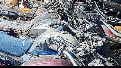 Bikes stored in the police station.