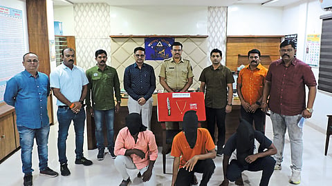 Action Squad with Prashant Bachhav present at the Superintendent of Police's office along with three suspects of the robbery.