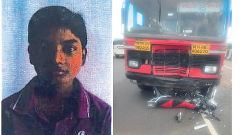 2 wheeler under  mehkar bus Inset died roshan kongale