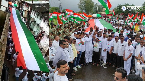 tricolour unity rally hosted 75 feet indian flag 