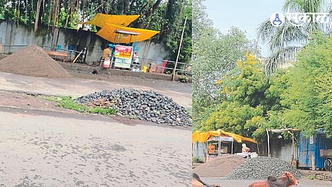 Sand piles in the city