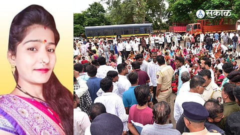 priyanka nirbhavane & People Chandwad police station limits demanding to file a case against the culprits.