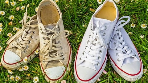 white leather shoes