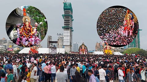 Photo: गिरगाव चौपाटीवर गणेशभक्तांचा लोटला जनसागर