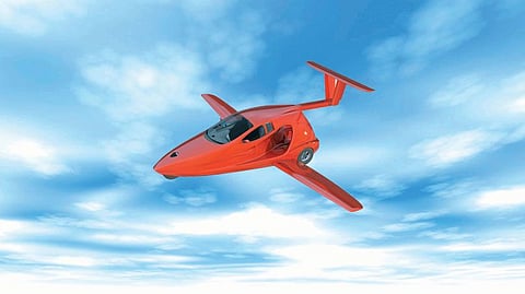 Travel in air by three-wheeled car switchblade america life 