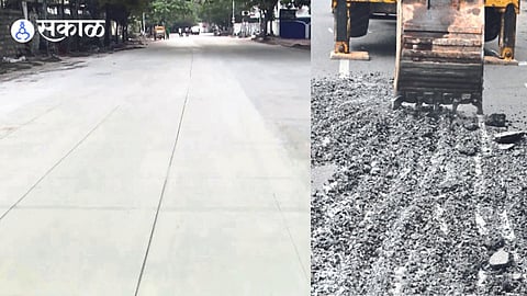 road before 'white topping' and after 'white topping'
