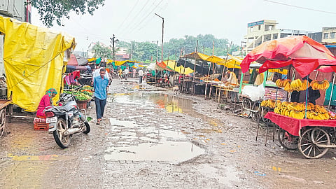 Damaged  condition of road in city