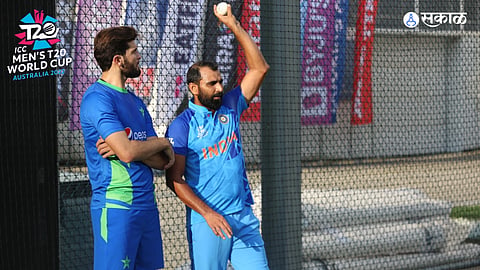mohammed shami give some bowling tips to shaheen shah afridi 