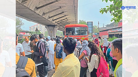 Passengers alighted from the bus at Adgaon Junction