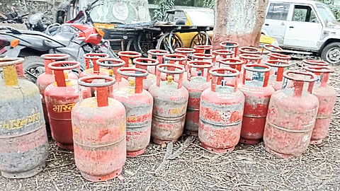 Domestic gas cylinder tanks seized from unauthorized gas filling stations.