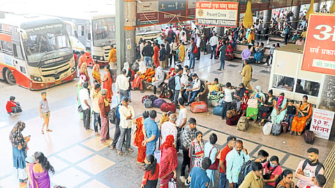 Crowd at Bus Depot