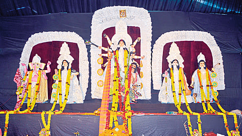 decoration of the idol for the Durga Puja festival of Bengali people