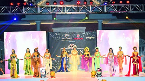 Beauties from different countries participated in the spiritual wear fashion-show held at Grape County on Trimbakeshwar Road.