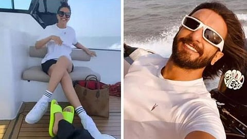 Deepika Padukone, Ranveer Singh twin in black and white as they have fun on a yacht.Video