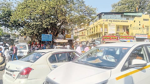 Such traffic jams happen here every day, no one has control over it.