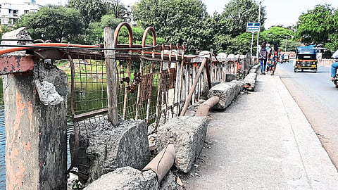 The bridge has fallen into such disrepair due to lack of maintenance.