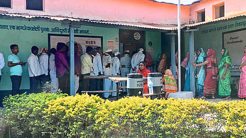 Crowd for voting in Janata Vidyalaya.
