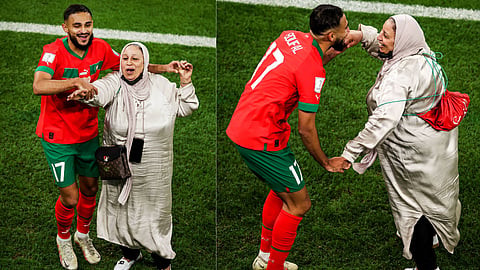 sofiane boufal celebration with his mother video goes viral after morocco defeated Portugal FIFA WC 2022  
