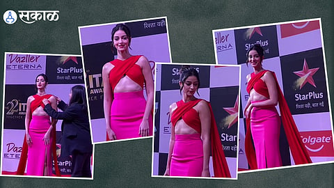 Bollywood Ananya Panday wears red pink bold top skirt actress faced oops moment in ita awards video 