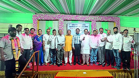 Winning candidates cheering after the counting of votes in District Labor Federation elections