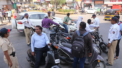 Helmet Compulsion Drive by Police in Nashik City