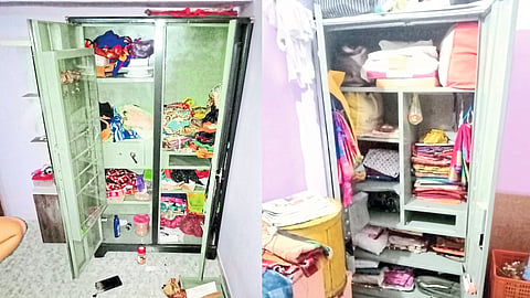 In a bold daylight burglary in the house of Mangesh Sonawane on Malegaon Road in the city, lockers were broken and clothes and belongings were thrown in an awkward manner.