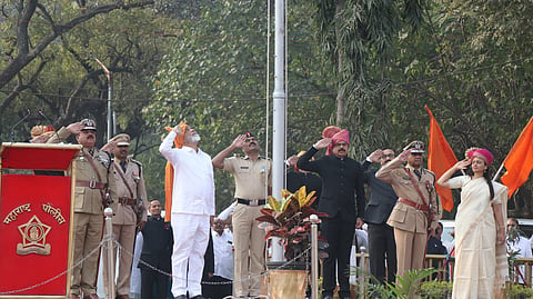 Dada Bhuse during Flag Hosting on Police Parade Ground 