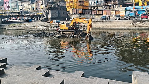 Work in progress to remove bottom concrete from Godapatra