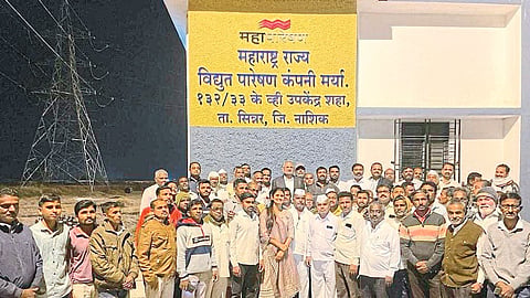 MLA Manikrao Kokate along with officials after commissioning the 132 KW substation.