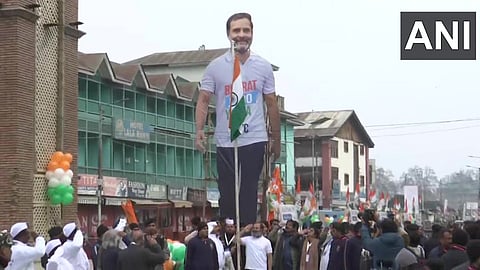 controversy over rahul gandhi cutout rajeev chandrasekha said insult to flag code bharat Jodo yatra  