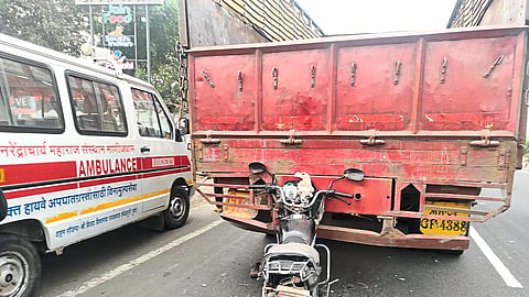 Accidental bike and truck.