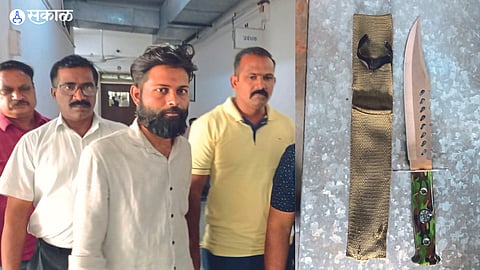  Darshan Sharma of the arrested Ladu Gang, In the second photo, Seized China Chopper