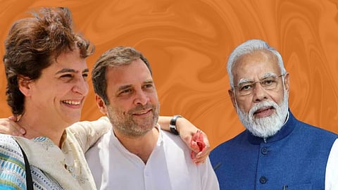 Rahul Gandhi, Priyanka Gandhi and Narendra Modi 