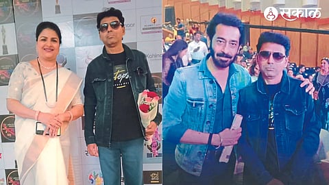 Praveen Bharti with Marathi evergreen actor Ashok Shinde. In the second picture, Dot Rangoli series fame with Supriya Pathare