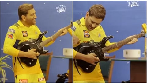 csk-captain-ms-dhoni-became-rockstar-check-new-avatar-of-mahi-ruturaj-gaikwad-shivam-dube-deepak chahar video  