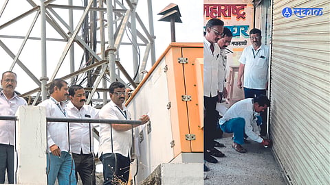 The action team of the Municipal Corporation while sealing the mobile tower and the coal due to non-payment of dues.
