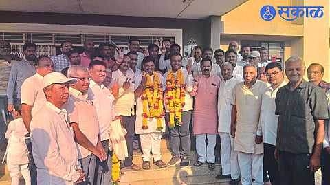 BJP sponsored Jai Kisan panel cheered after the two seats of the traders constituency went uncontested in the Agricultural Produce Market Committee elections.
