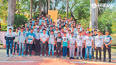 Students appeared in the NDA entrance exam conducted by Bhosla Career Academy in Bhosla College.