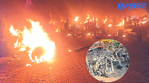 Tractor showroom fire in Shahada 