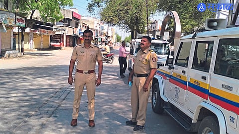 As the curfew continues in the village, there is a strict police presence.

