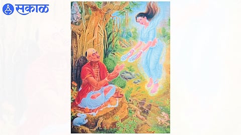 Picture of Muktabai giving paduka while disappearing.
