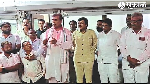 Abhijit Patil, Jaipal Rawal, Rajendra Kumar Gavit gathered for jubilation after the result of the market committee.