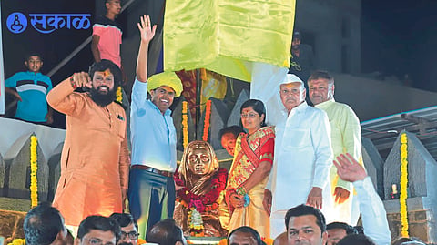 MLA Mangesh Chavan at  ceremony of Punyashlok Ahilya Devi Holkar Memorial Restoration work at Town Hall