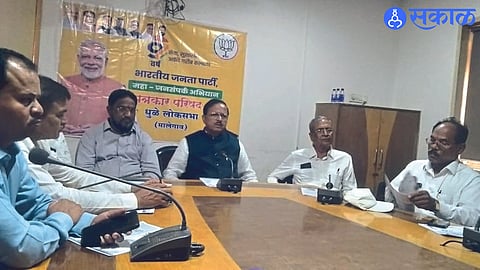 Speaking at the press conference held here, MP Dr. Subhash Bhamre with others
