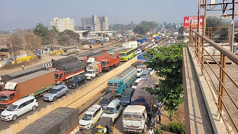 Traffic jam on Malkapur Highway 
