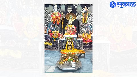 A view of Vitthal-Rukmai images created along with the idol of Lord Mahadeva at the Omkareshwar Temple on the occasion of Ashadhi Ekadashi.

