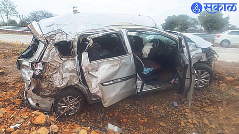 Accidental car on Samriddhi Highway.
