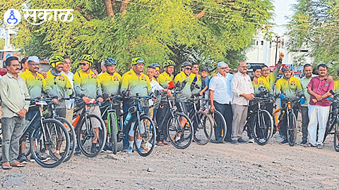 Members participating in the cycle rally.

