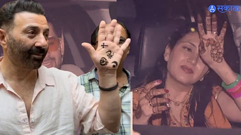 Karan Deol-Drisha Acharya's pre-festivities begin Sunny Deol flaunts his unique mehendi photo viral 